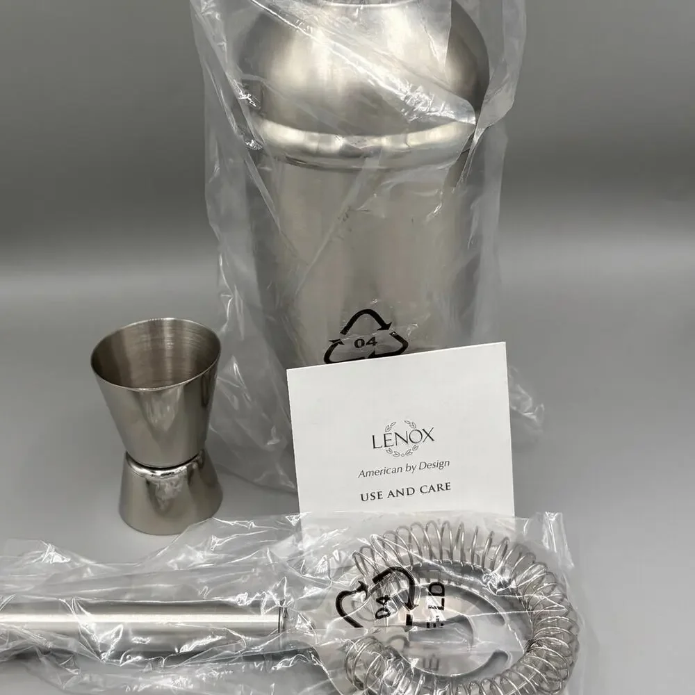 Lenox Tuscany Classics Collection Stainless Steel Cocktail Shaker Set New